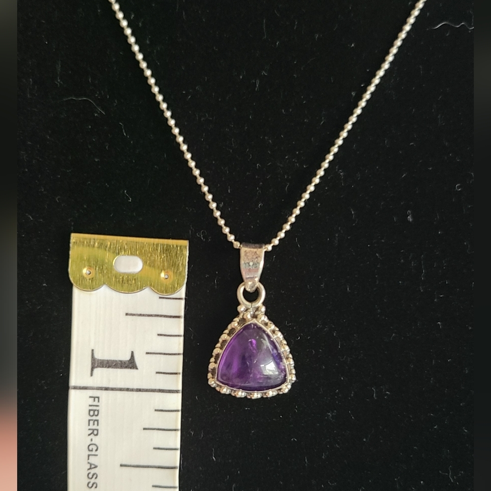 Sterling Amethyst Pendant Necklace - Picture 5 of 5